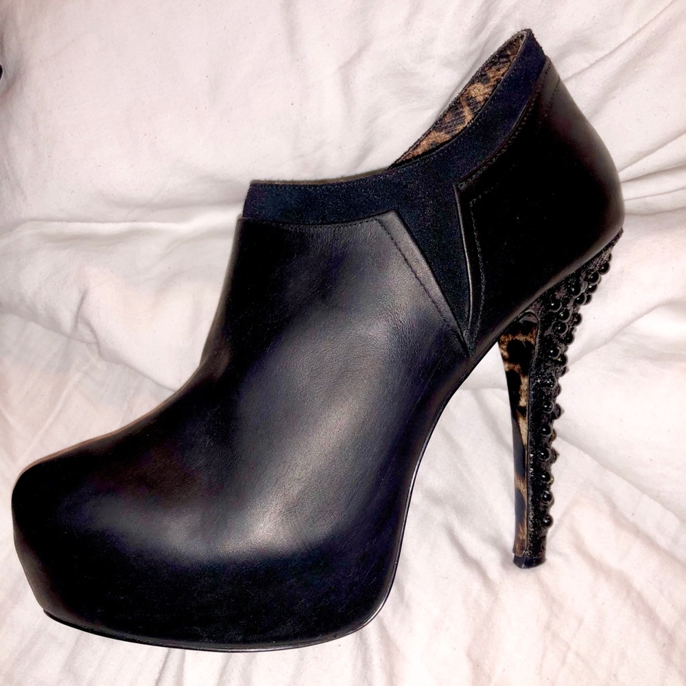 Betsy Johnson spiked heel leather booties